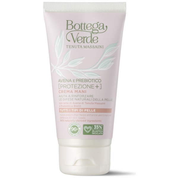 Crema de maini, hidratanta, cu lapte de ovaz de la Domeniul Massaini si Biolin Prebiotic, 96% ingrediente naturale - Avena e Prebiotico, 75 ML