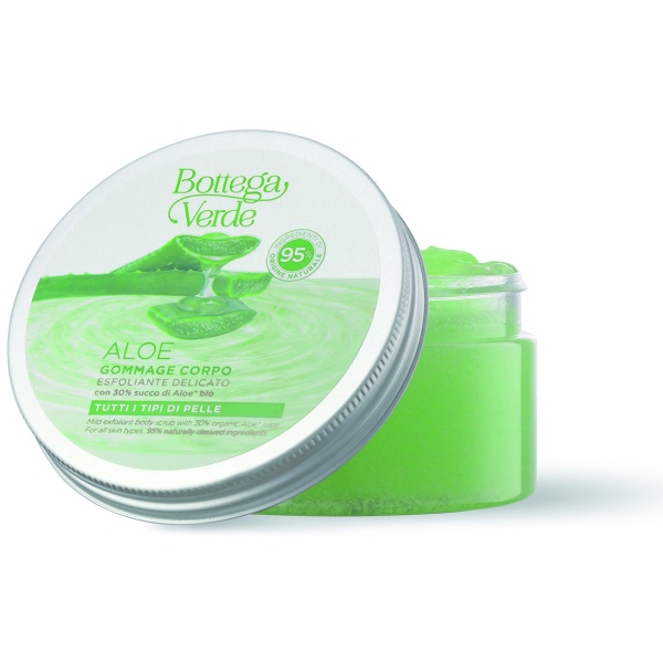Exfoliant pentru corp, bland, cu aloe vera bio, 95% ingrediente naturale - Aloe, 200 ML - Img 2