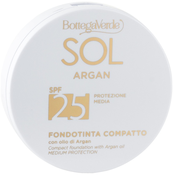Fond de ten compact, cu ulei de Argan, SPF 25, natural - Sol Argan, 9 ML - Img 1