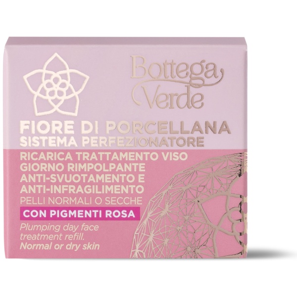 Rezerva tratament facial de zi, antirid, pentru tenul matur, piele normala sau uscata, ceramide vegetale, colagen vegetal si floare de portelan - Fiore di Porcellana, 50 ML - Img 2