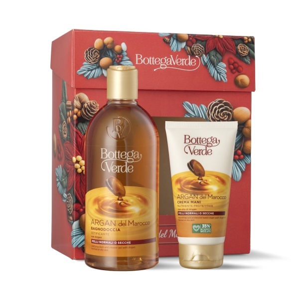 Set cadou Craciun, curatare si hidratare, cu ulei de argan, Argan del Marocco, 400 ML, 75 ML - Img 2