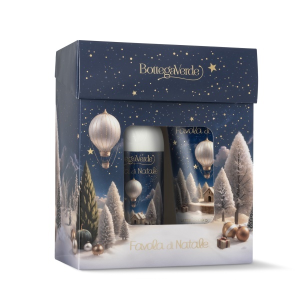 Set cadou Craciun ingrijire corp cu aroma de mosc si flori albe - Favola di Natale, 250 ML, 150 ML