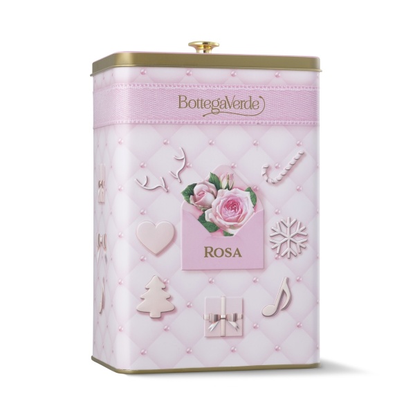 Set cadou ingrijire corp cu apa din muguri de trandafiri, in cutie metalica - Rosa, 200 ML, 400 ML - Img 2