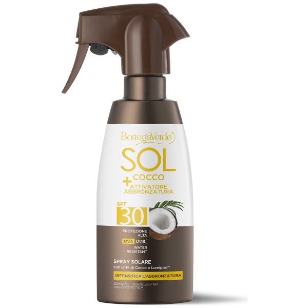 Spray de corp pentru intensificarea bronzului, cu lapte de cocos si Lumipod, rezistent la apa, SPF30, 200 ML
