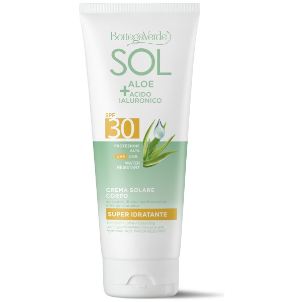 Crema cu protectie solara cu suc de Aloe hiperfermentat si Acid Hialuronic, SPF 30 - Sol Aloe + Acido Ialuronico, 200 ML