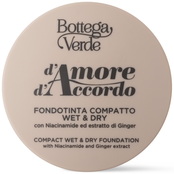 Fond de Ten Compact Wet & Dry cu Niacinamida si Extract de Ghimbir, piersica - d'Amore d'Accordo, 8 G - Img 1