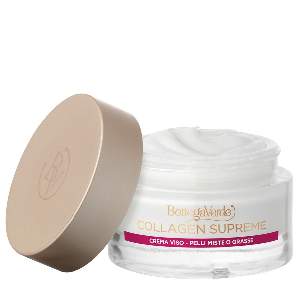 Crema pentru fata, de zi, pentru ten mixt si gras cu ulei de hazel si flori de rodie - Collagen Supreme, 50 ML
