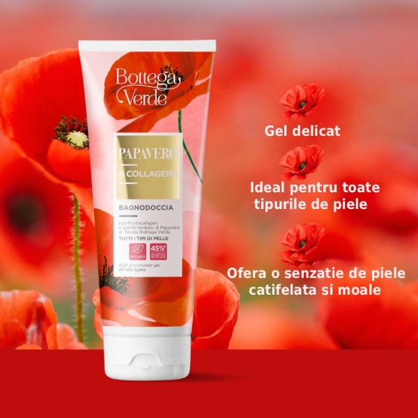 Gel de dus parfumat cu fitocolagen si extract hiperfermentat de mac, Papavero&Collagene, 200 ML - Img 4