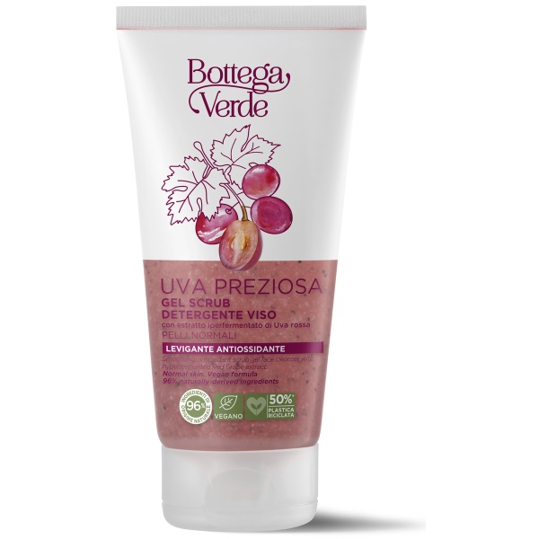 Gel scrub, pentru fata, cu extract hiperfermentat de struguri rosii - Uva Preziosa, 150 ML