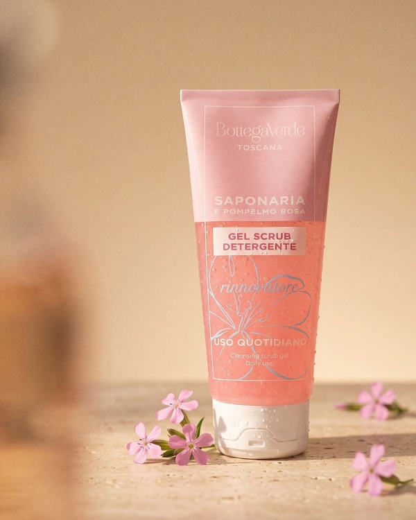 Gel scrub pentru fata pentru indepartarea celulelor moarte cu grapefruit roz - Saponaria, 100 ML - Img 2