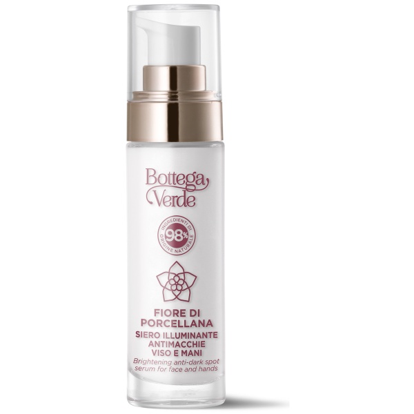Ser iluminant pentru fata si maini impotriva petelor pigmentare cu extract din floare de portelan - Fiore di Porcellana, 30 ML