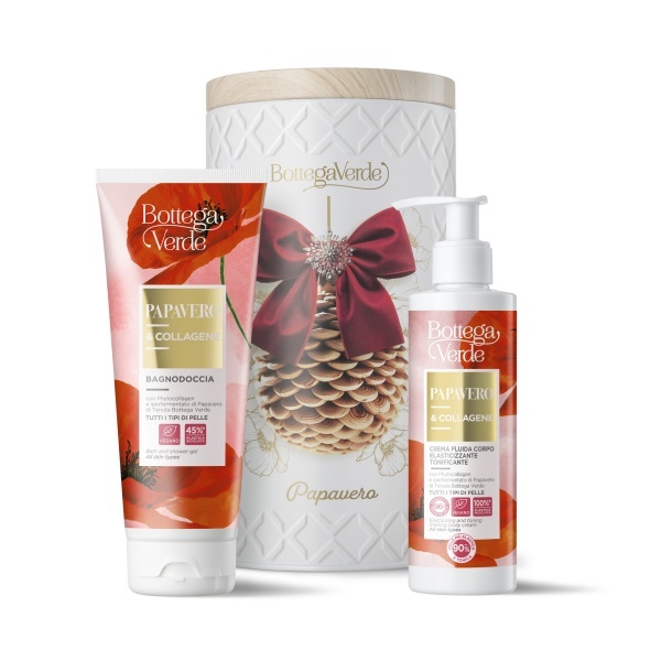 Set cadou Craciun, ingrijire corp, cu extract de mac, Papavero&Collagene, 2x 200 ML