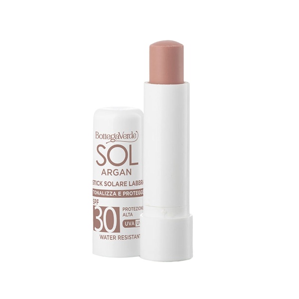 Balsam de buze, rezistent la apa, cu vitamina E si ulei de argan, SPF 30, nude - Sol Argan, 5 ML