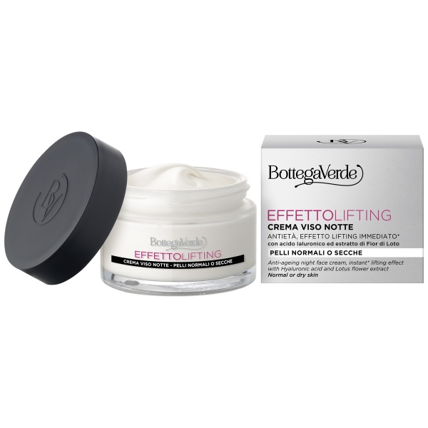 Crema de fata, de noapte cu efect lifting, ideala pentru piele normala si uscata cu unt de Shea si acid hialuronic - Effetto Lifting, 50 ML