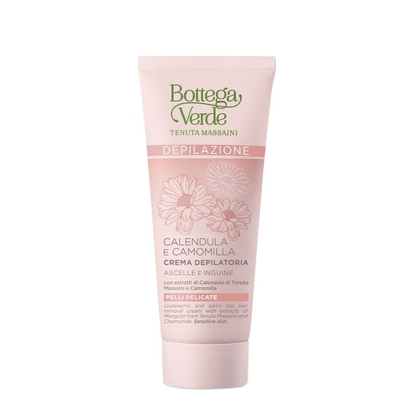 Crema pentru indepartarea parului, axile si zona intima, cu extract de galbenele si musetel - Calendula e Camomilla, 100 ML