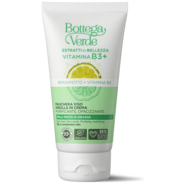 Masca de fata pentru tenul mixt si gras, cu bergamota si argila - Estratti di Bellezza, 75 ML