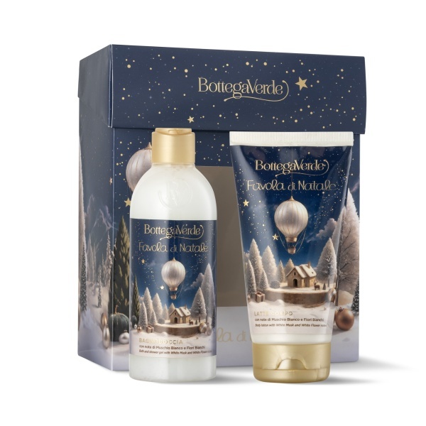 Set cadou Craciun ingrijire corp cu aroma de mosc si flori albe - Favola di Natale, 250 ML, 150 ML - Img 2