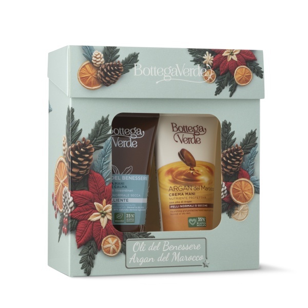 Set cadou femei, hidratare maini, cu arome delicate de argan, Argan del Marocco,2x 75 ML