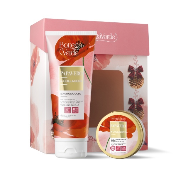 Set cadou ingrijire corp, cu extract de mac, Papavero&Collagene, 200 ML, 50 ML