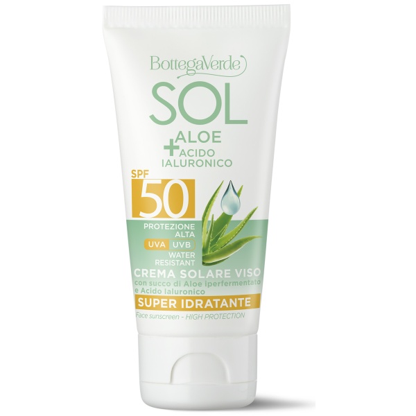 Crema hidratanta de fata, cu protectie solara, cu aloe vera si acid hialuronic, SPF 50 - Sol Aloe + Acido Ialuronico, 50 ML - Img 2