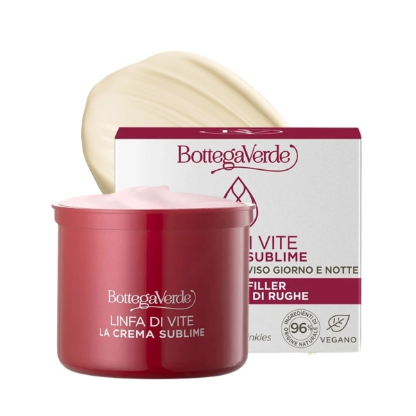 Rezerva tratament antirid pentru fata, zi si noapte - efect filler pentru toate tipurile de riduri, seva din vita de vie si struguri rosii de la Palazzo Massaini - Linfa di vite, 50 ML