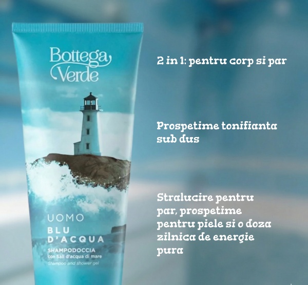 Sampon si gel de dus 2 in 1, hidratant, cu saruri marine - Blu D'Acqua, 200 ML - Img 3