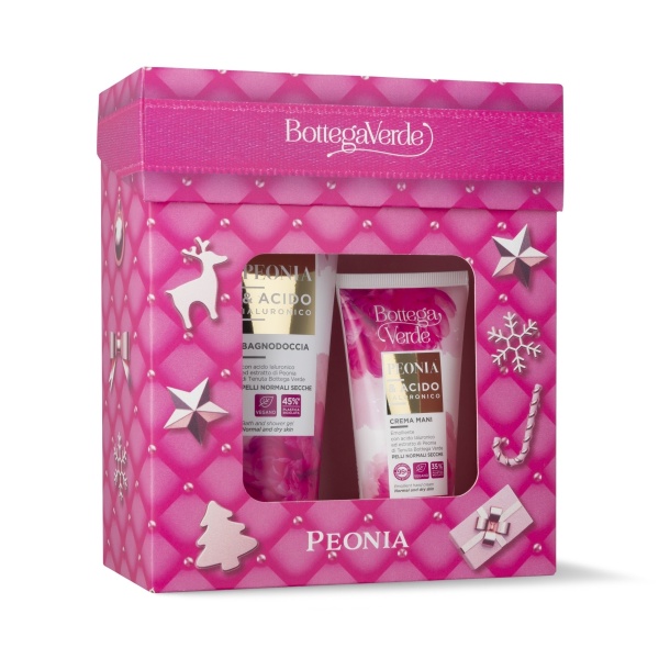 Set cadou Craciun, ingrijire corp si maini, cu extract de bujor - Peonia e Acido ialuronico, 200 ML, 75 ML - Img 1