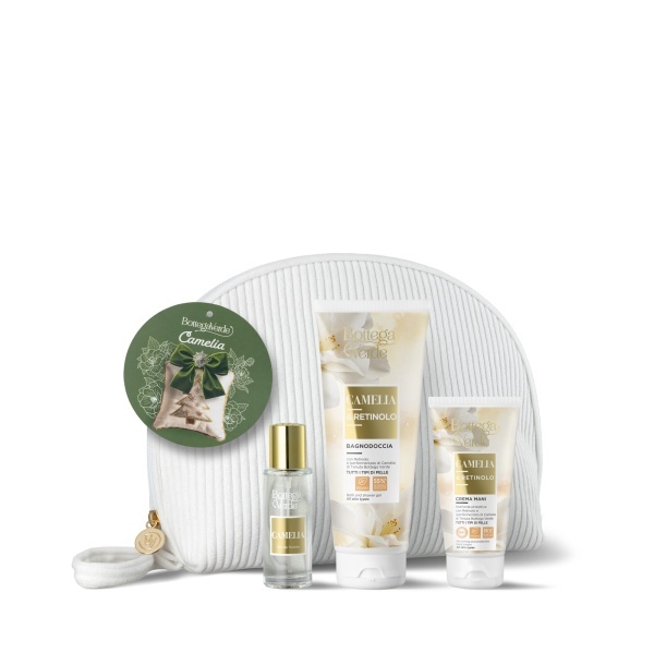Set cadou ingrijire corp cu extract de camelia si retinol, Camelia e retinolo, 200 ML, 75 ML, 30 ML