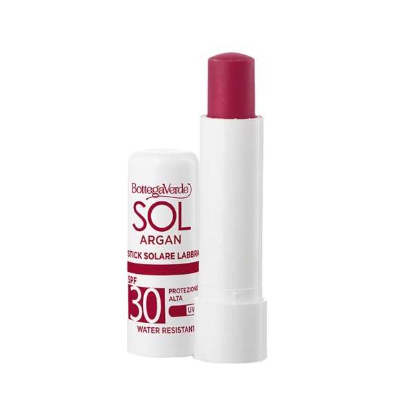 Balsam de buze, rezistent la apa, cu vitamina E si ulei de argan, SPF 30, rosu - Sol Argan, 5 ML