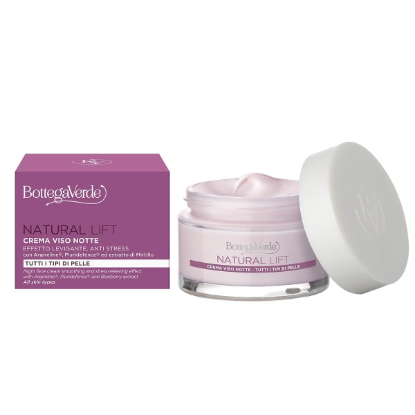 Crema de noapte cu actiune intensiva anti-age cu Argireline, Pluridefence si extract de afine, pentru toate tipurile de ten - Natural Lift, 50 ML