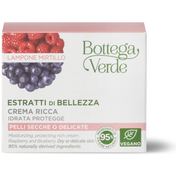 Crema hidratanta si nutritiva pentru tenul uscat si sensibil, cu extract de zmeura si afine - Estratti di Bellezza, 50 ML - Img 3