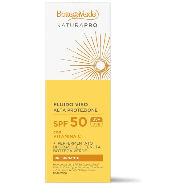Crema pentru fata, pentru toate tipurile de ten, SPF 50, cu Vitamina C si extract hiperfermentat de floarea soarelui - Natura Pro, 25 ML