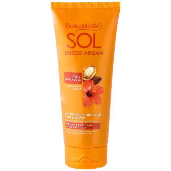Lapte de corp inainte si dupa plaja, cu ulei de Hibiscus si ulei de Argan - Sol Ibisco Argan, 200 ML