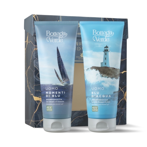 Set cadou barbati, curatare corp, cu arome marine, Blu D'Acqua, 2x200 ML - Img 2