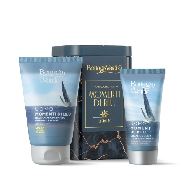 Set cadou barbati, ingrijire corp si barba, cu extract de absint, Momenti di Blu, 75 ML, 50 ML