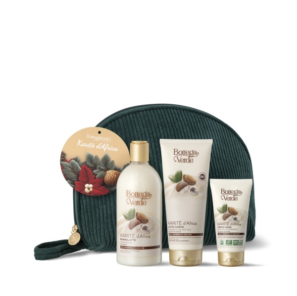Set cadou Craciun, ingrijire corp, cu extract de unt de shea, in ambalaj festiv - Karite, 400 ML, 200 ML, 75 ML