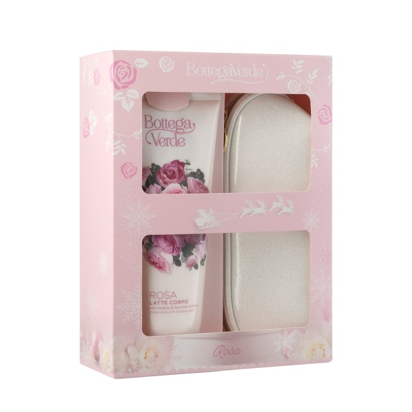 Set cadou Craciun, lapte de corp cu apa din muguri de trandafiri - Rosa, 200 ML - Img 2