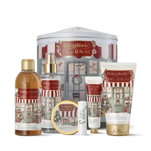 Set cadou ingrijire delicata, cu arome festive de alune si caramel sarat - Dolce Felicità, 250 ML, 2X 150 ML, 50ML, 30 ML, 4 ML