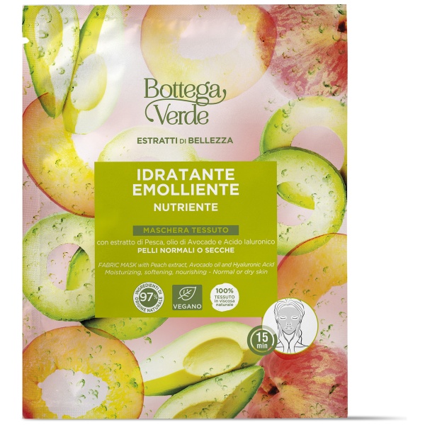 Masca de fata, hranitoare, cu extract de piersici, ulei de avocado si acid hialuronic, pentru piele normala sau uscata - Estratti di Bellezza, 1 buc