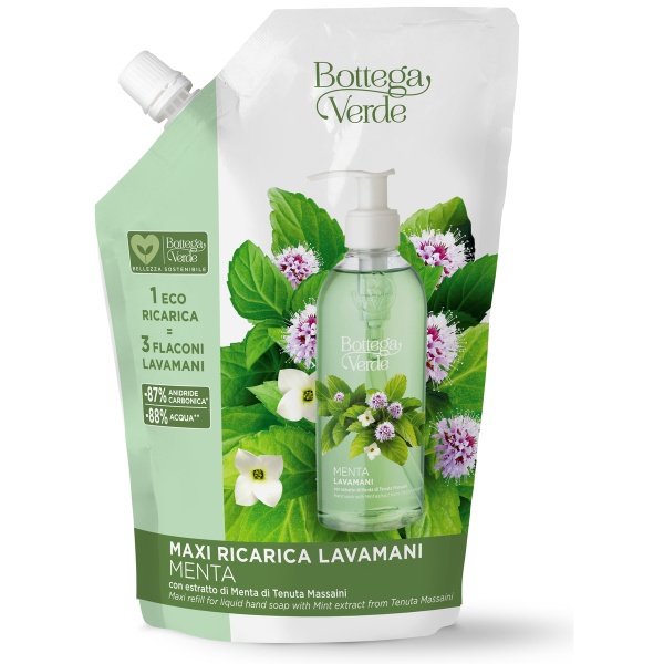 Rezerva sapun lichid revigorant cu menta de la domeniul Massaini, Menta, 750 ML