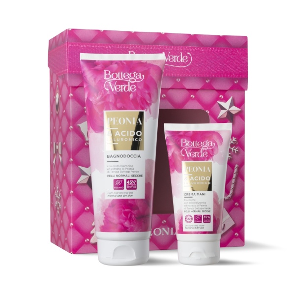 Set cadou Craciun, ingrijire corp si maini, cu extract de bujor - Peonia e Acido ialuronico, 200 ML, 75 ML - Img 2