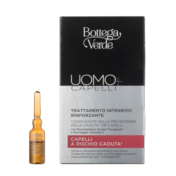 Tratament intaritor intensiv pentru prevenirea caderii parului- cu fitocomplex Auxina Tricogena si Complex Provitagen II - Uomo+, 14 fiole