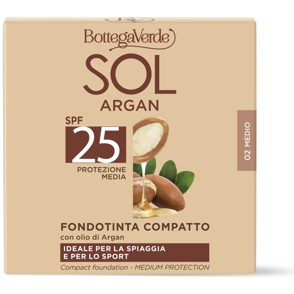 Fond de ten compact cu ulei de argan, SPF 25, bej - Sol Argan, 9 ML