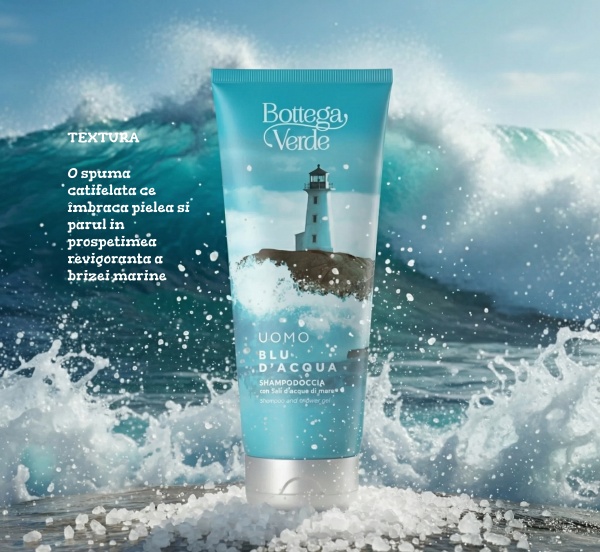 Sampon si gel de dus 2 in 1, hidratant, cu saruri marine - Blu D'Acqua, 200 ML - Img 4