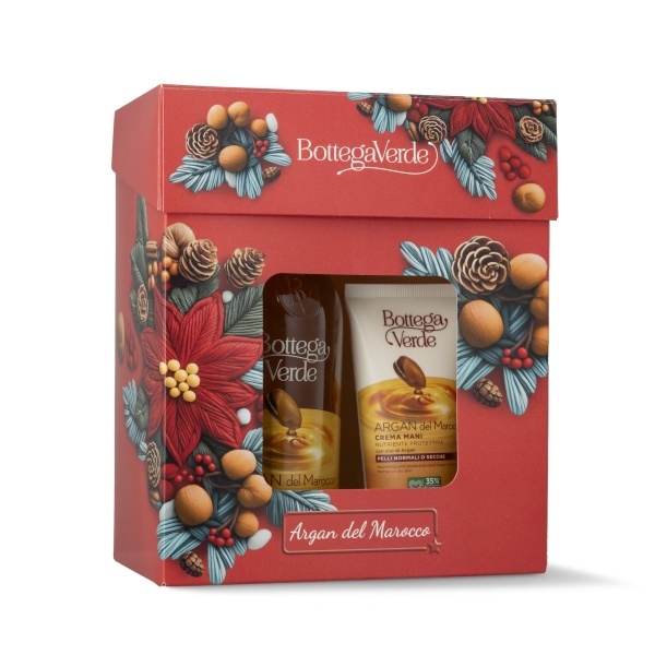 Set cadou Craciun, curatare si hidratare, cu ulei de argan, Argan del Marocco, 400 ML, 75 ML