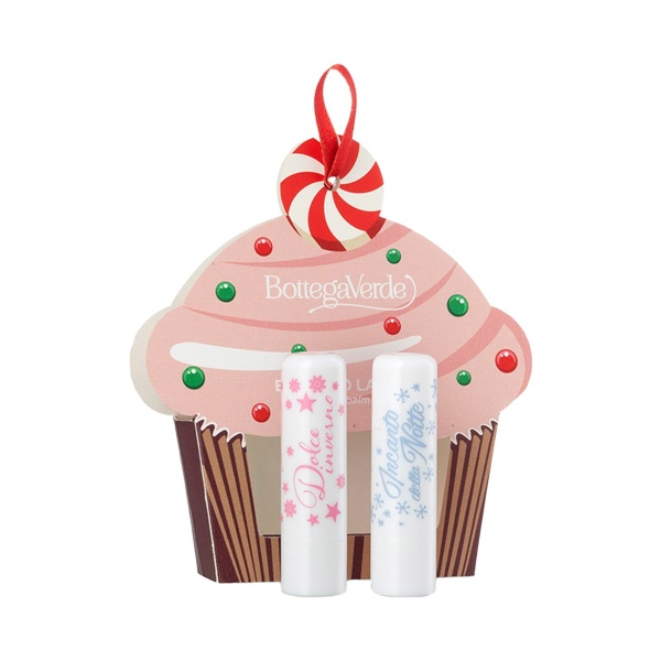 Set cadou Craciun, hidratare intensa, pentru buze, cu arome dulci - Dolce inverno, 2x4 G