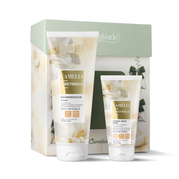 Set cadou ingrijire corp cu extract de camelia si retinol, Camelia e retinolo, 200 ML, 75 ML