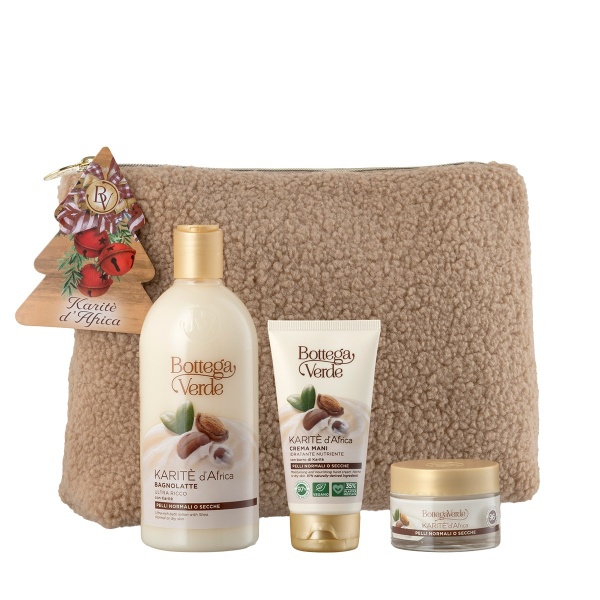 Set cadou Craciun, ingrijire corp, cu extract de unt de shea, in ambalaj festiv - Karite, 400 ML, 50 ML, 75 ML