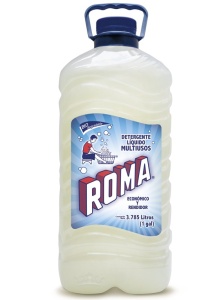 Roma detergente líquido / Charola con 4 botellas de 1 Galón