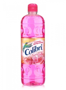 Colibrí limpiador líquido / Caja con 12 botellas de 1 Litro / Aroma Jardín de Rosas.